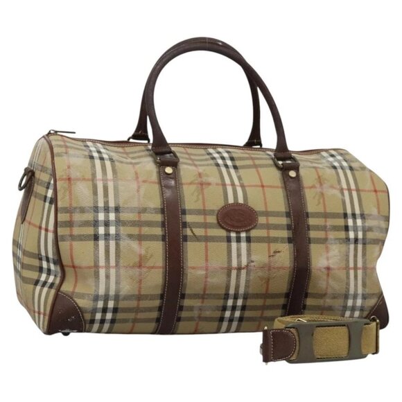 Burberrys Nova Check Boston Bag PVC 2way Beige - Picture 1 of 15